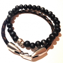 Set heren armbanden zwart/bruin